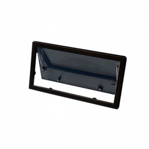 Campervan Hinged Window Curved Black With Blind And Flyscreen 1450 x 550mm
